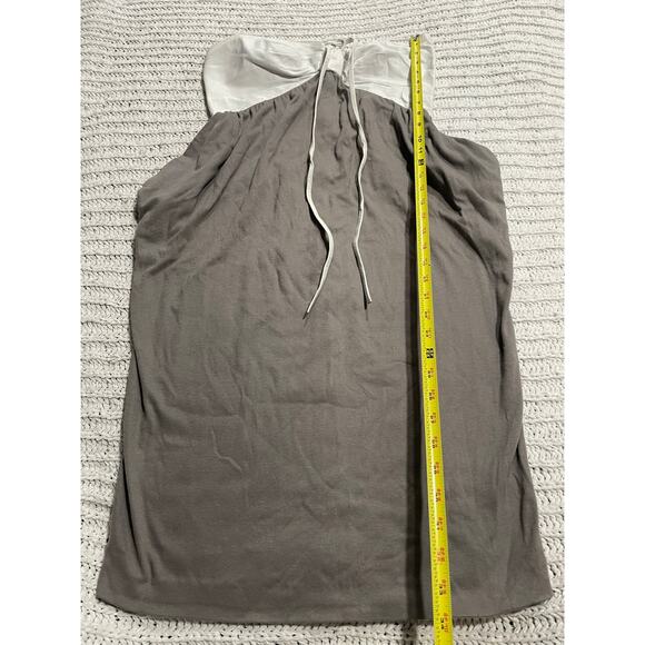 VTG Don Kline Halter Dress Leather Cotton Womens Small Gray Art-To-Wear Pockets - Picture 2 of 10